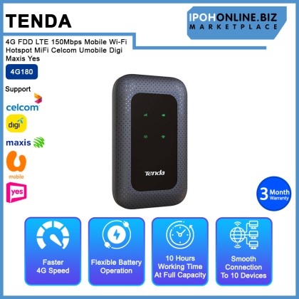 Tenda 4G180 4G LTE Advanced 150Mbps Mobile Wi-Fi Hotspot MiFi Celcom UMobile Digi Maxis Yes Webe Tenda 4G180 4G LTE Advanced 150Mbps Mobile Wi-Fi Hotspot MiFi Celcom UMobile Digi Maxis Yes Webe